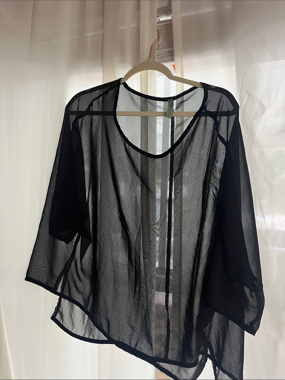 Final Touch Black Sheer Asymmetric Blouse
